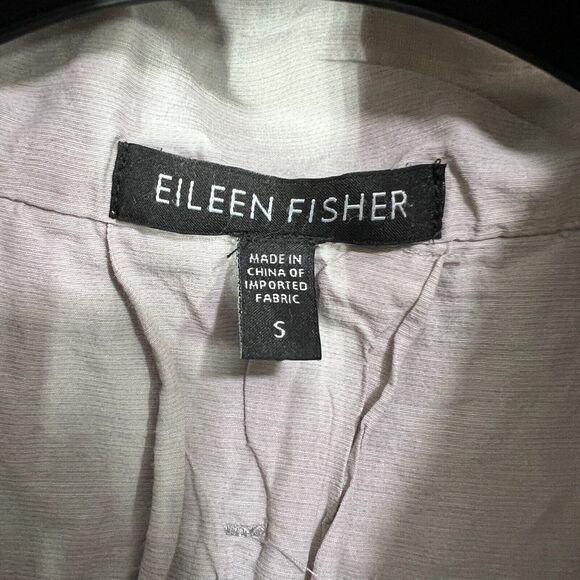 Eileen Fisher Rumpled Hooded Jacket Cotton Metallic Lightweight Small‎ Gray Snap - Picture 4 of 13